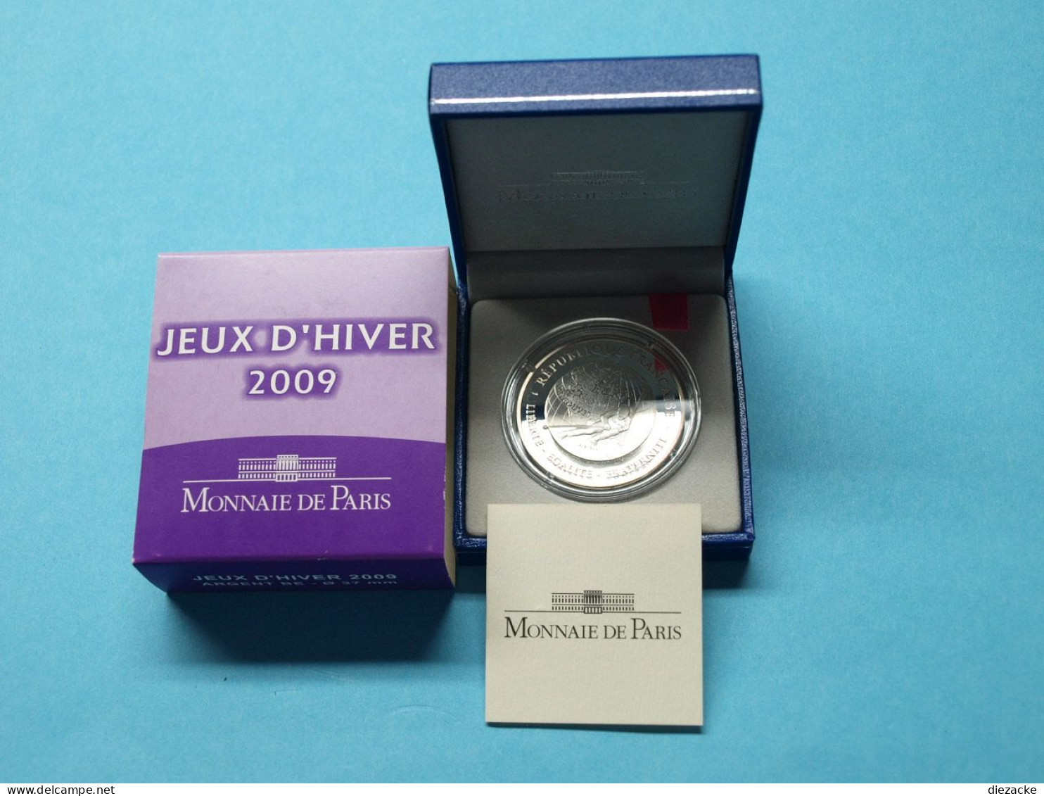 Frankreich 2009 10 Euro Olympiade Vancouver, Etui Zertifikat Umkarton PP (EM663 - Commémoratives