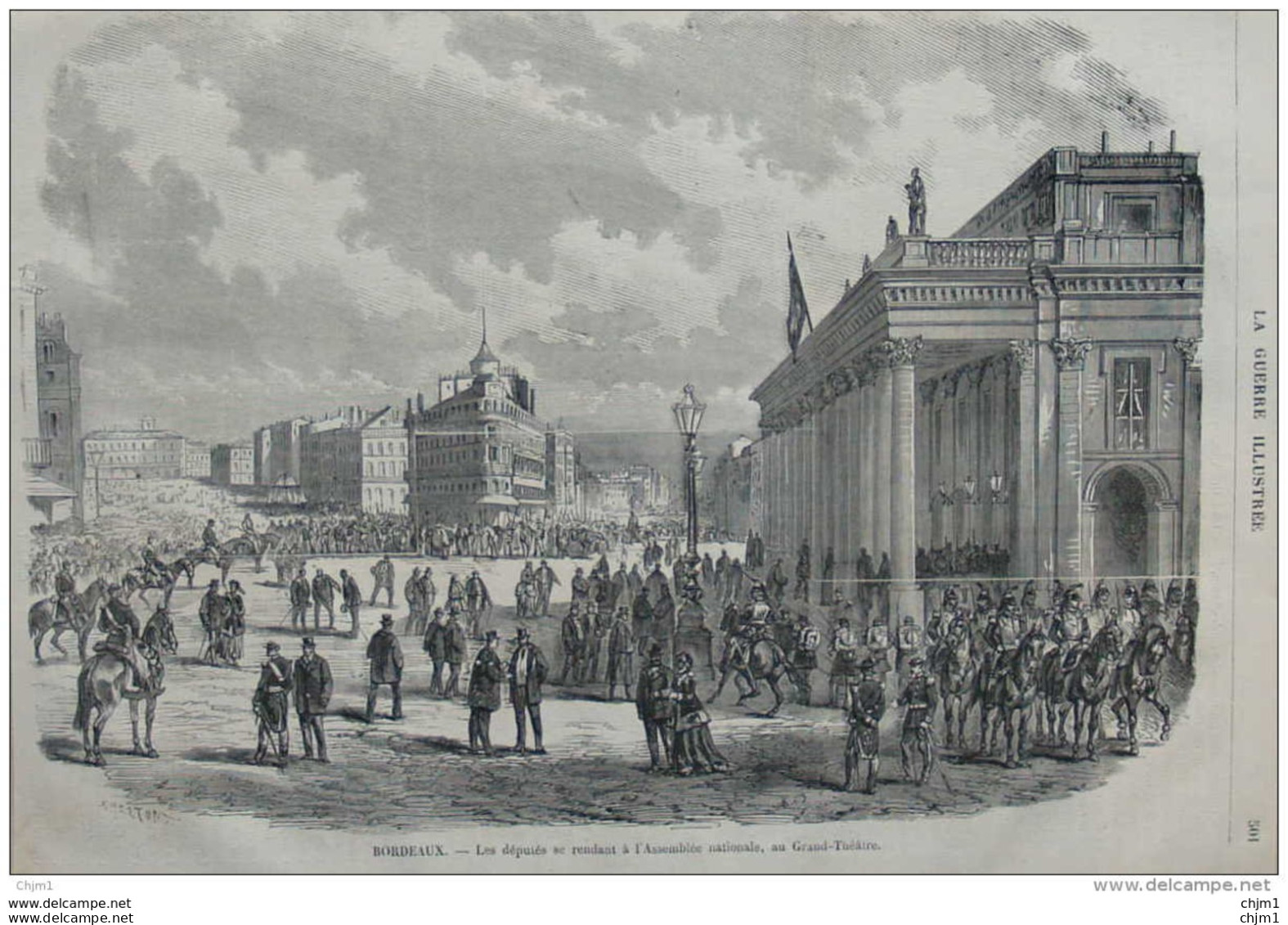 Bordeaux - Les Députés Se Rendant à L'Assemble Nationale Au Grand-Théâtre - Page Original 1871 - Historische Dokumente