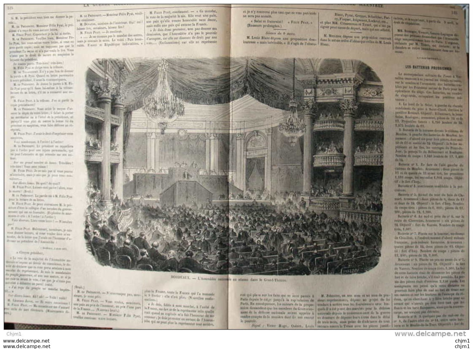 Bordeaux . L'Assemblée Nationale En Séance Dans Le Grand-Théâtre - Page Original 1871 - Historische Dokumente