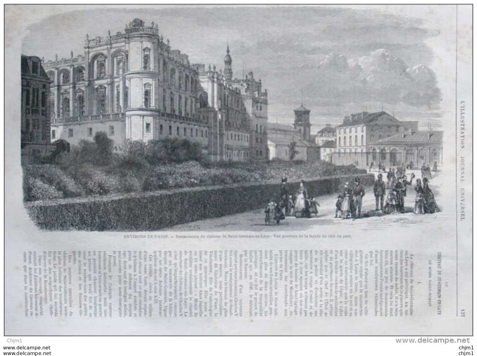 Environs De Paris - Restauration Du Château De Saint-Germain-en-Laye - Page Original 1871 - Historische Dokumente
