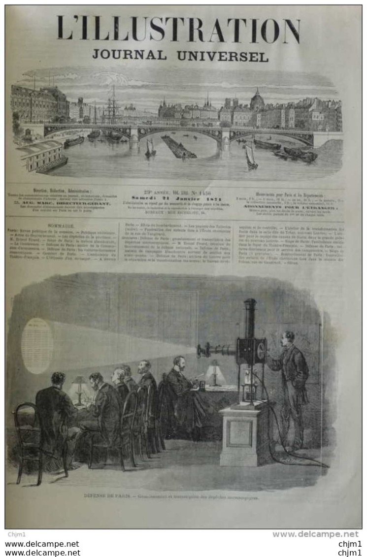 Defense De Paris - Grossissement Et Transcriptions Des Dépêches Microscopiques - Page Original 1871 - Historische Dokumente