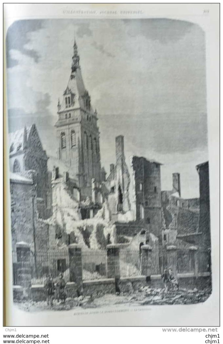 Mézières Après Le Bombardement - La Cathédrale - Page Original 1871 - Historische Dokumente