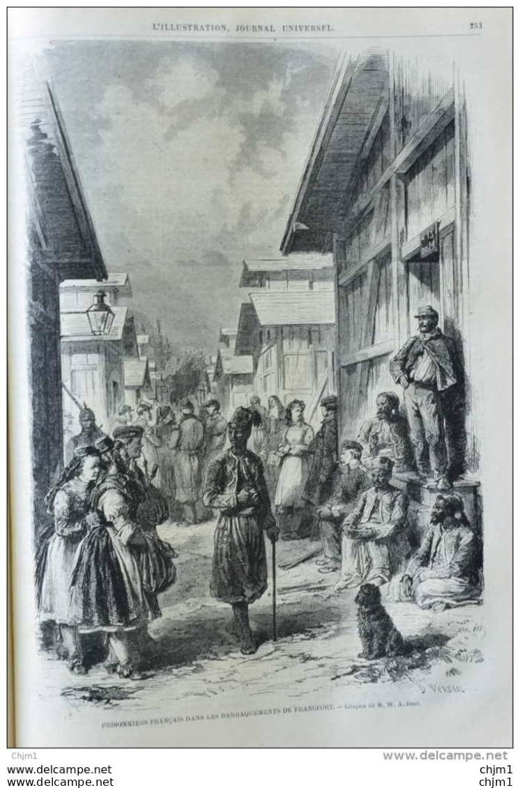 Prisonniers Francais Dans Les Barraquements De Francfort - Frankfurt - Page Original 1871 - Historische Dokumente