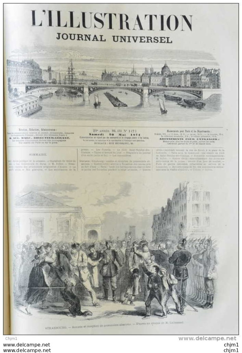 Strasbourg - Rentrée Et Réception De Prisonniers Alsaciens  - Page Original 1871 - Historische Dokumente