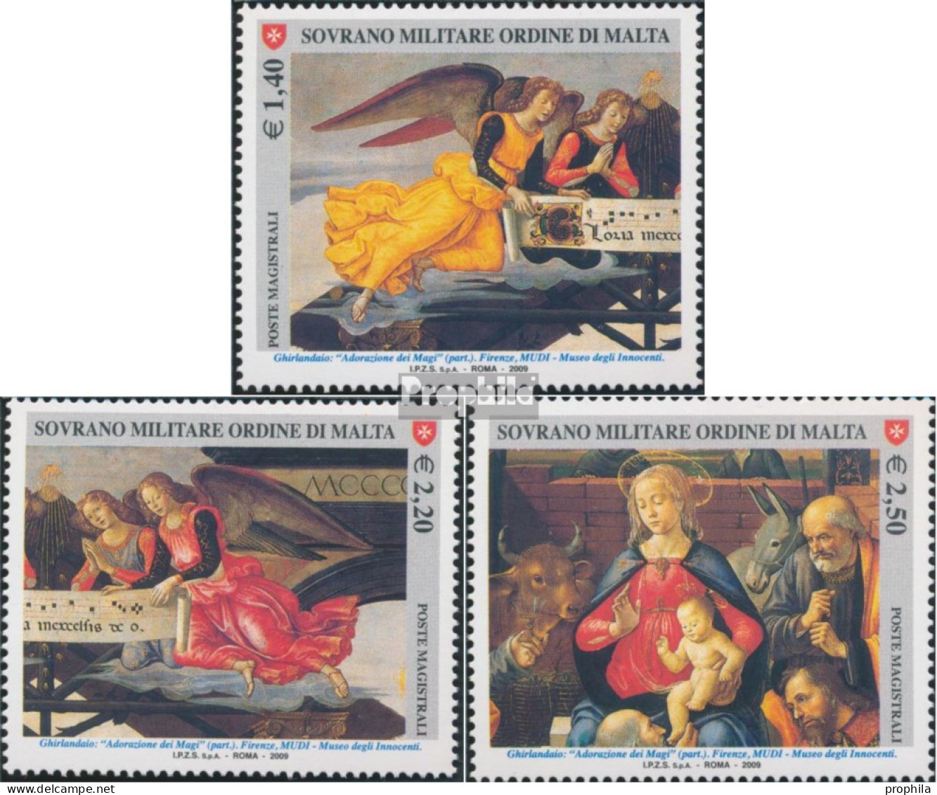 Malteserorden (SMOM) 1115-1117 (kompl.Ausg.) Postfrisch 2009 Ghirlandaio - Anbetung Der Könige - Malte (...-1964)