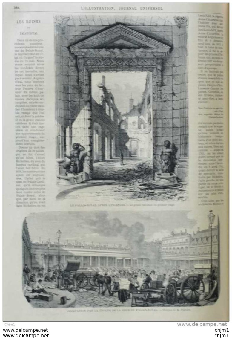 Le Palais-royal Après L'incendie - Page Original 1871 - Historische Dokumente
