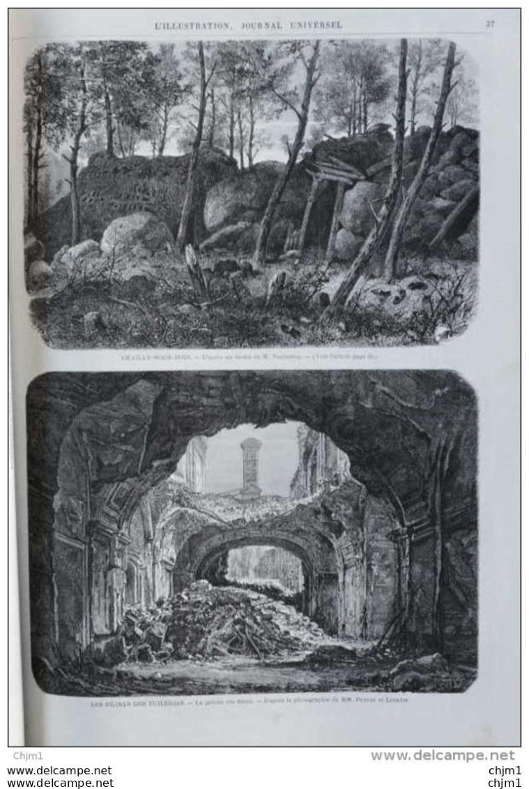 Les Ruines De Paris - Les Ruines De Tuileries - Chailly-sous-Bois - Page Original 1871 - Historische Dokumente