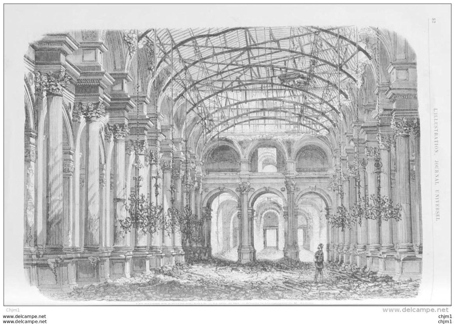 Les Ruines De Paris - Les Ruines De L'Hôtel-de-Ville - La Salle De Bal - Page Original 1871 - Historische Dokumente