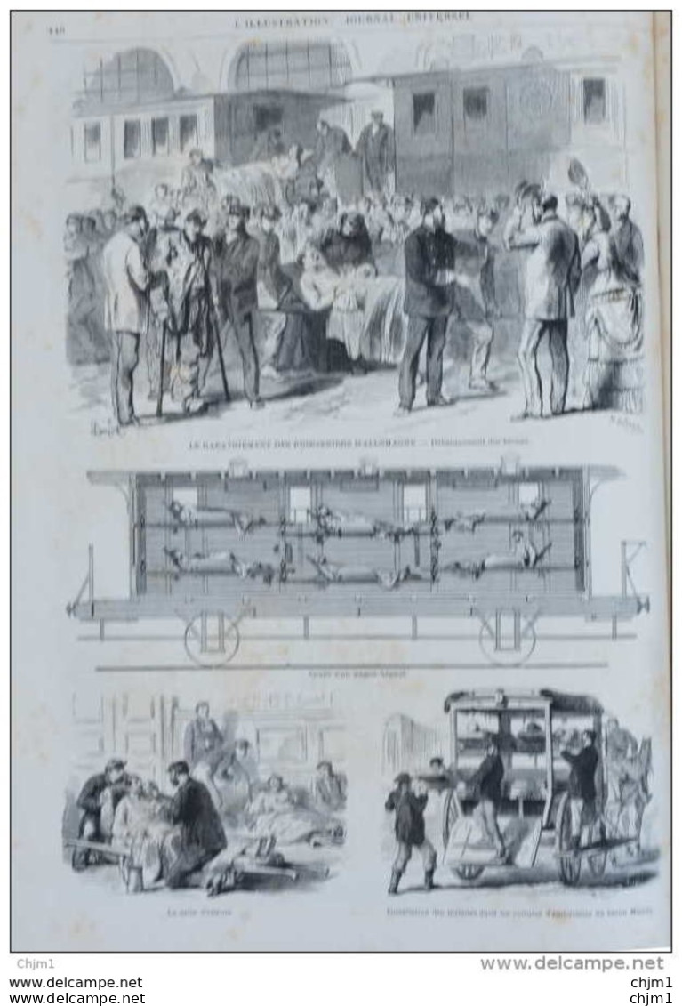 Le Rapatriement Des Prisonniers D'Allemagne - Coupe D'un Wagon-hôpital - Page Original 1871 - Historical Documents