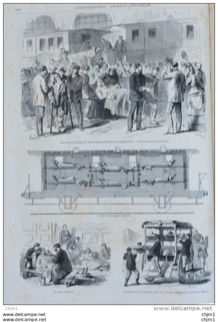 Le Rapatriement Des Prisonniers D'Allemagne - Coupe D'un Wagon-hôpital - Page Original 1871 - Historische Dokumente