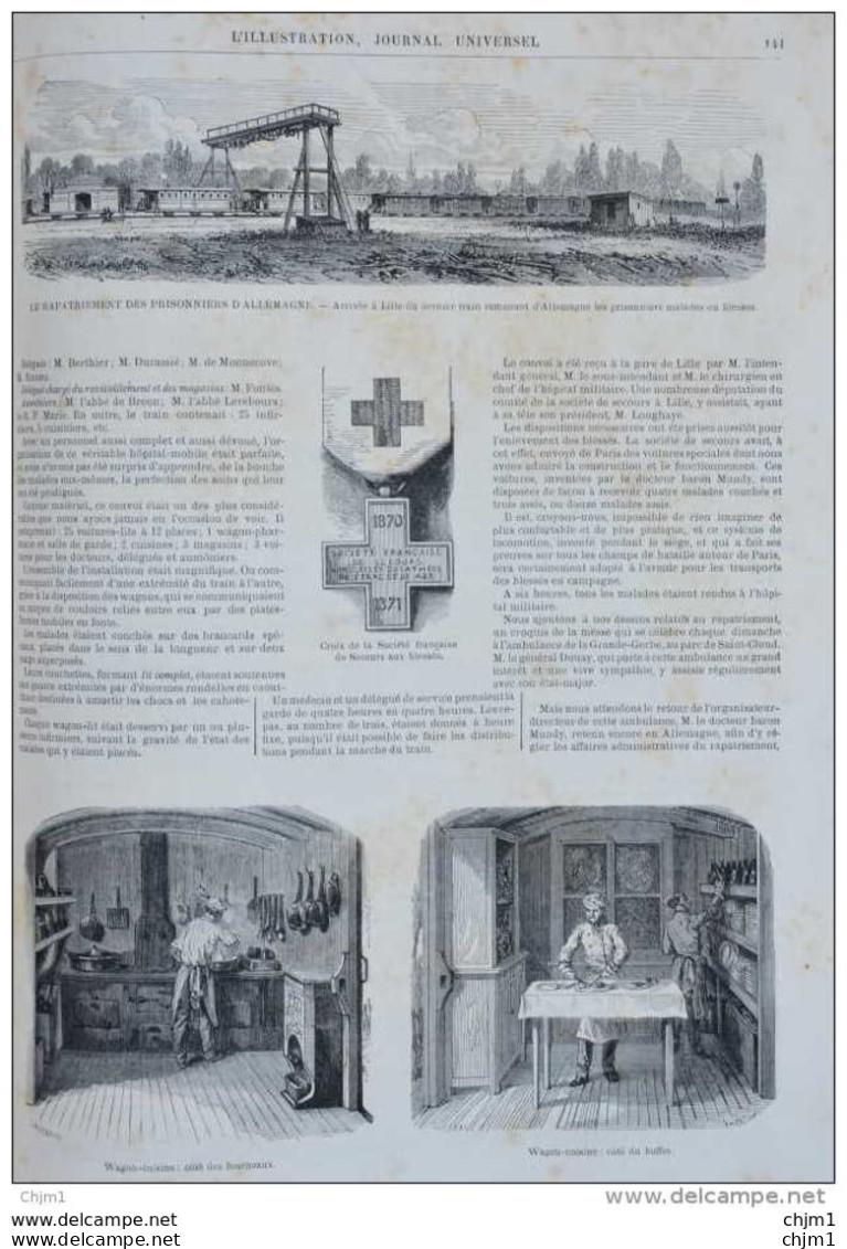 Le Rapatriement Des Prisonniers D'Allemagne - Wagon-cuisine, Côté Des Fourneaux - Page Original 1871 - Historische Dokumente