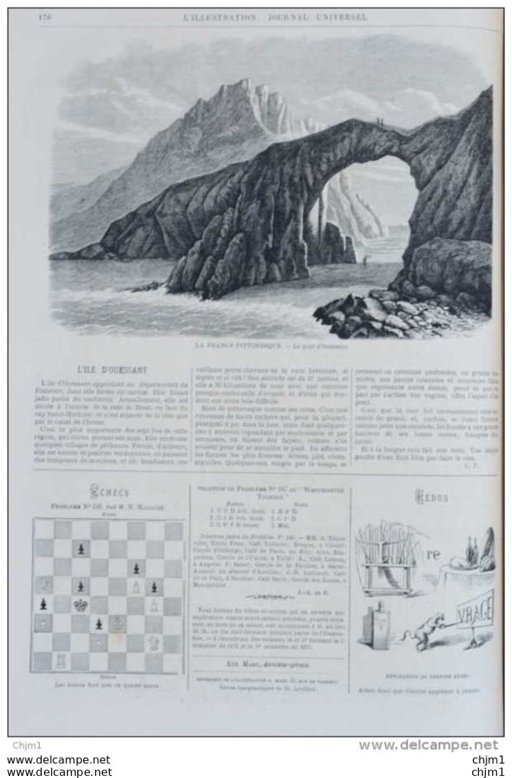 La France Pittoresque - Le Pont D'Ouessant - Page Original 1871 - Historische Dokumente