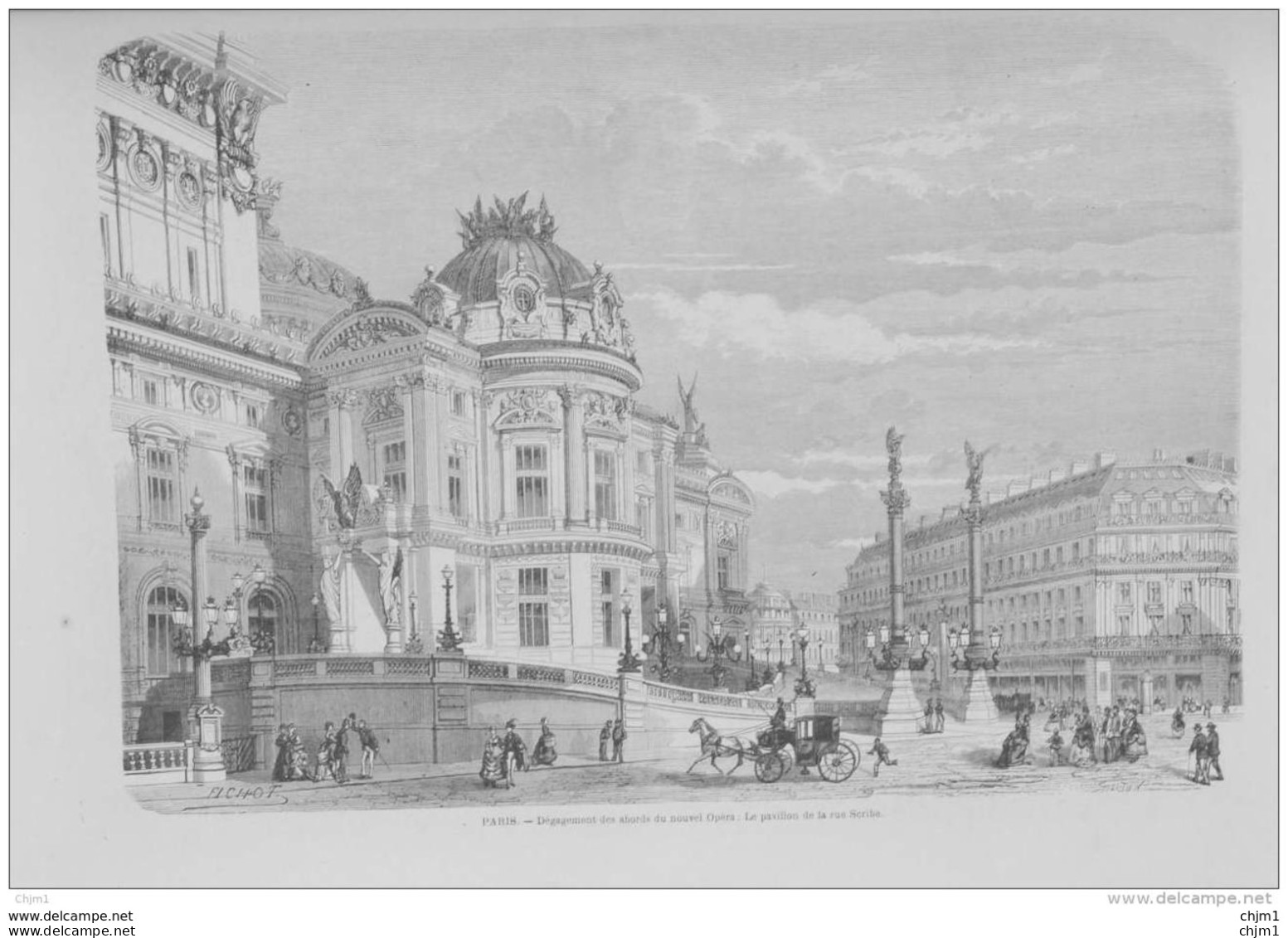 Paris - Dégagement Des Abords Du Nouvel Opéra - Le Pavillon De La Rue Scribe - Page Original 1871 - Historische Dokumente