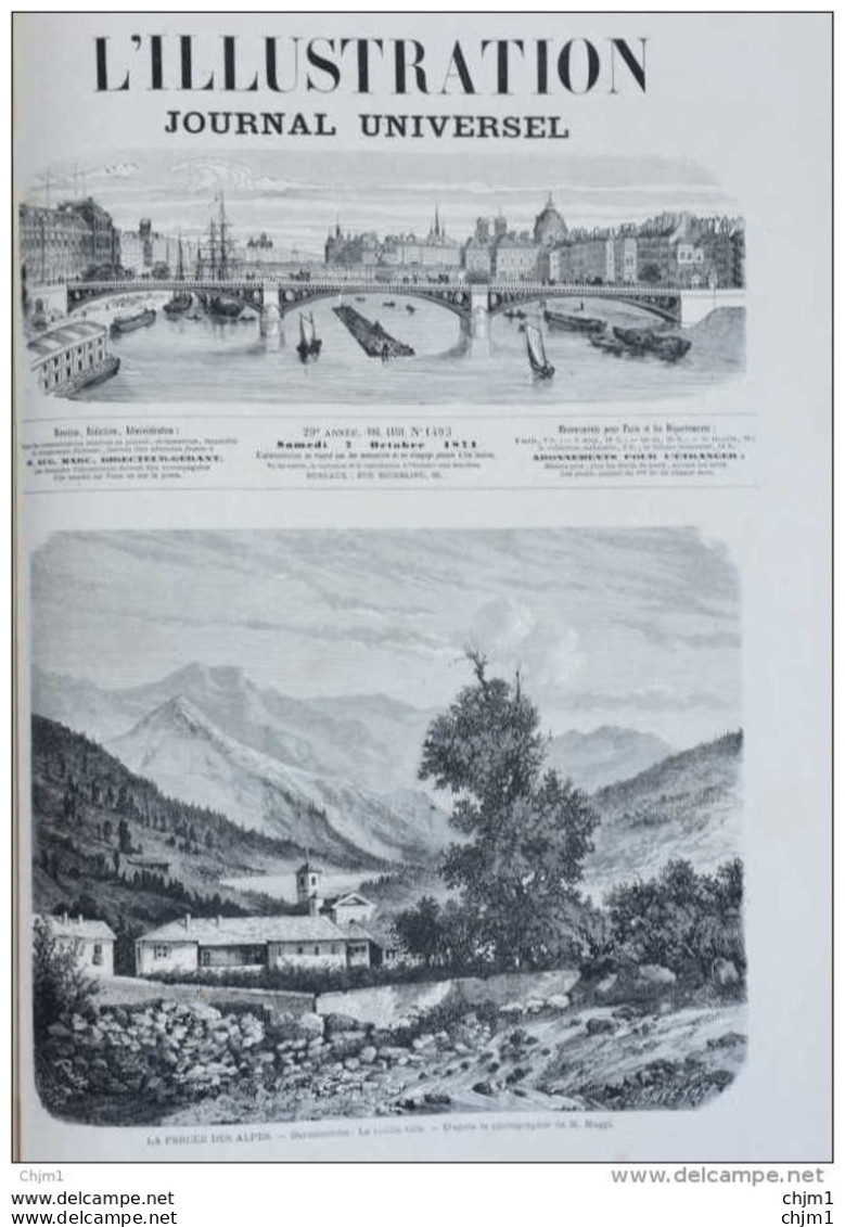 Le Percée Des Alpes - Bardonnèche, La Vieille Ville - Page Original 1871 - Documents Historiques