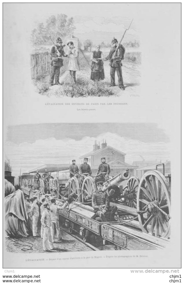 L'évacuation Des Environs De Paris Par Les Prussiens - à La Gare De Nogent - Page Original 1871 - Historische Dokumente