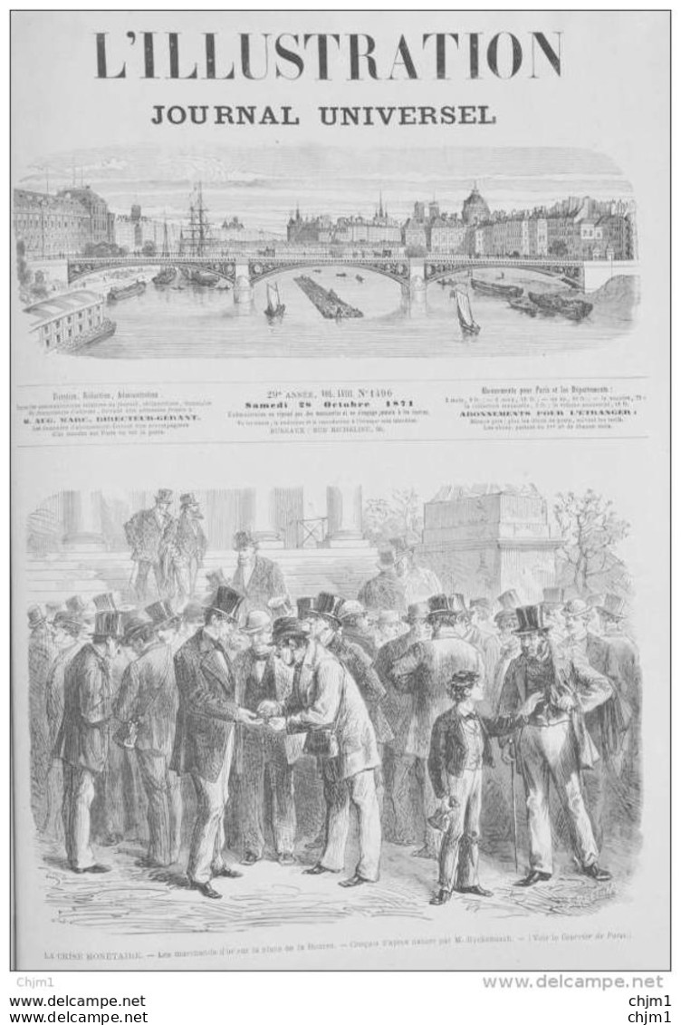 La Crise Monétaire - Les Marchands D'or Sur La Place De La Bourse - Page Original 1871 - Documentos Históricos