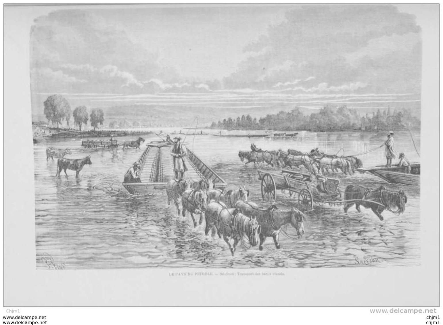 Le Pays Du Pétrole - Oil-Creek, Transport Des Barils D'huile - Page Original 1871 - Documentos Históricos