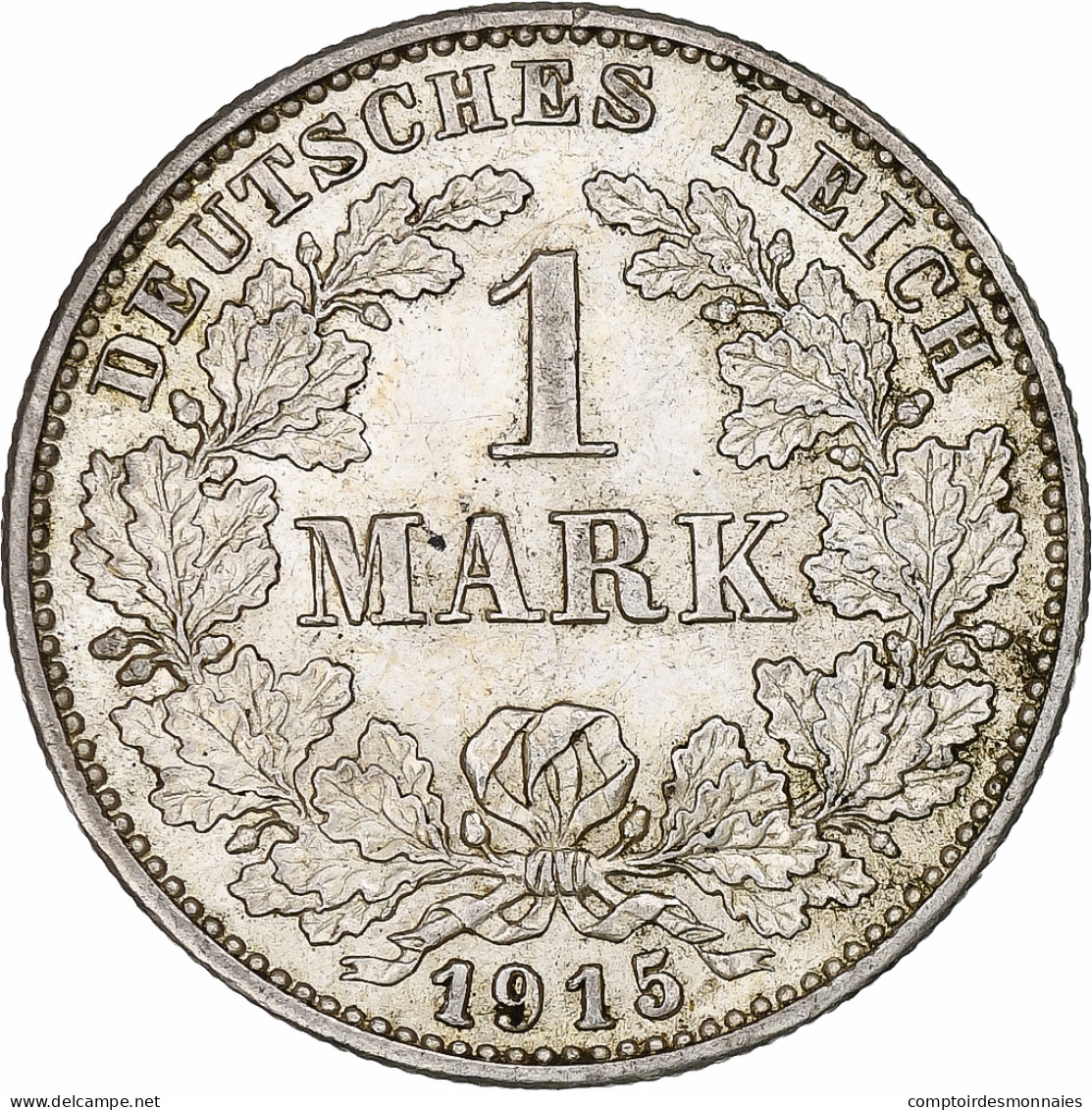 Empire Allemand, Wilhelm II, Mark, 1915, Karlsruhe, Argent, TTB+, KM:14 - 1 Mark