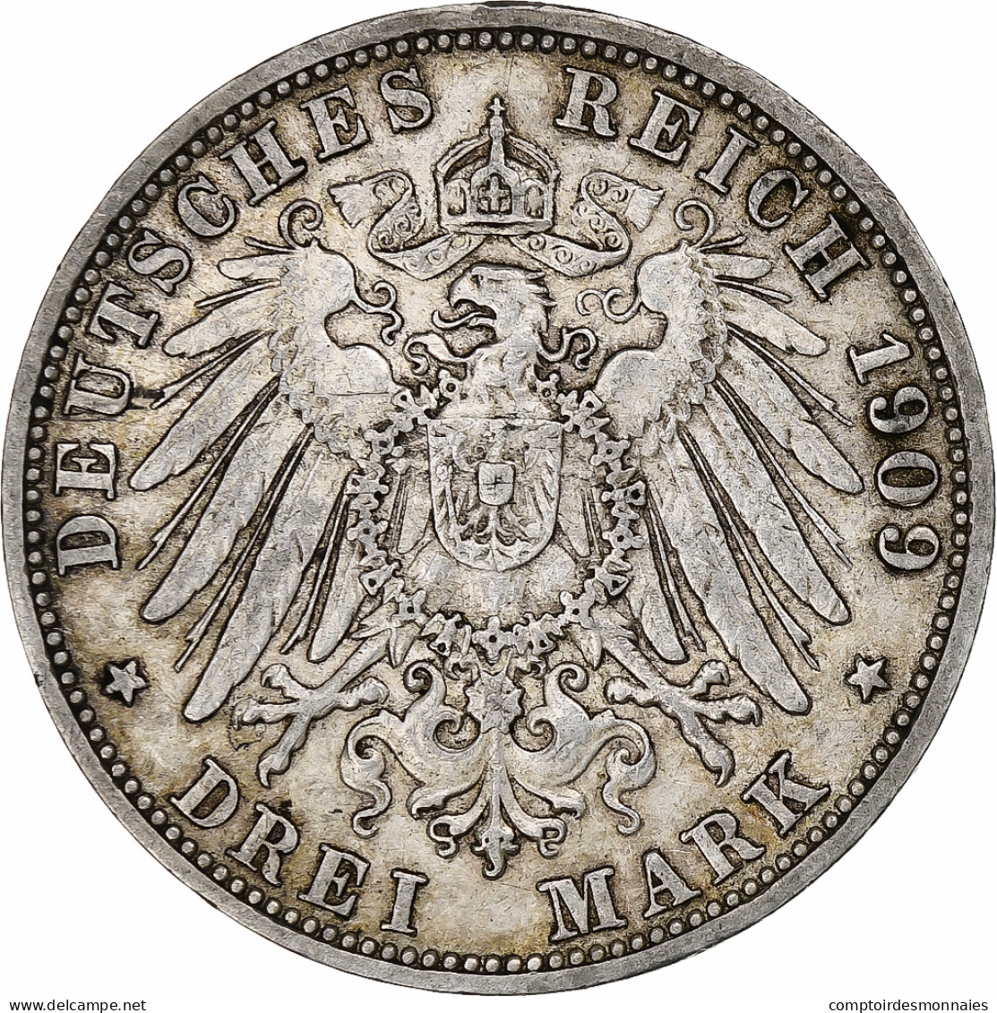 Etats Allemands, BADEN, Frederick II, 3 Mark, 1909, Berlin, Argent, TTB, KM:280 - Autres & Non Classés