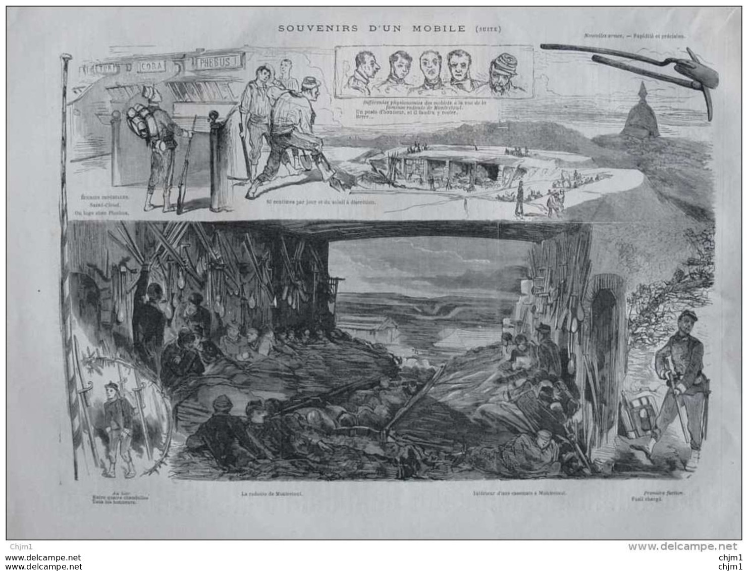 Souvenirs D'un Mobile - La Redoute De Montretout - écuries Impériales Saint-Cloud  - Page Original 1871 - Documentos Históricos