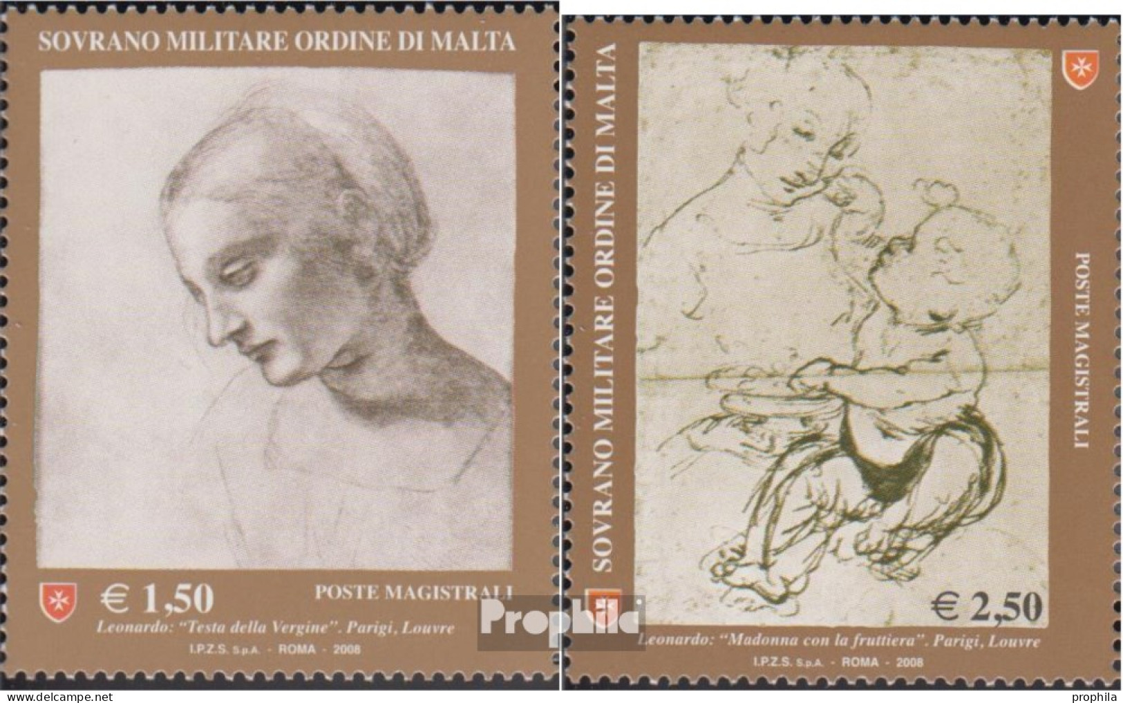 Malteserorden (SMOM) Kat-Nr.: 1048-1049 (kompl.Ausg.) Postfrisch 2008 Leonardo - Malta (Orden Von)
