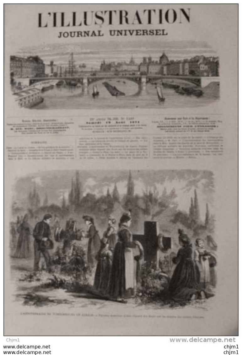 L'anniversaire De Wissembourg En Alsace - Paysans Alsaciens Allant Déposer Des Fleurs -  Page Original 1871 - Documents Historiques