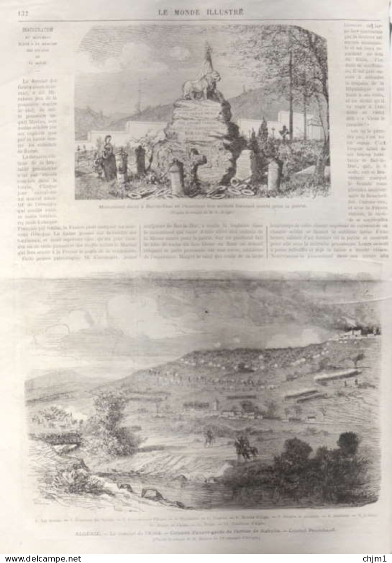 Monument élevé à Bar-le-Duc En L'honneur Des Soldats Francais Mort Pour La Patrie -  Page Originale - 1871 - Documents Historiques