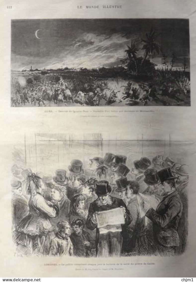 Cuba - Déroute De Ignacio Diaz - Incendie D'un Bohio Aux Environs De Manzanillo -  Page Originale - 1871 - Historische Documenten