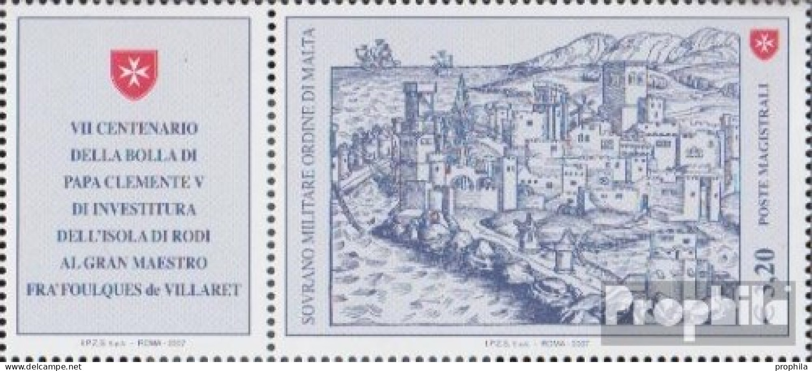 Malteserorden (SMOM) Kat-Nr.: 1005Zf Mit Zierfeld (kompl.Ausg.) Postfrisch 2007 Investitur Der Insel Rhodos - Malta (Orden Von)