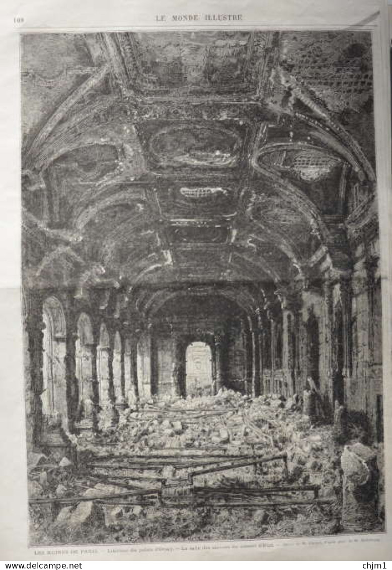 Les Ruines De Paris - Intérieur Du Palais D'Orsay - La Salle Des Séances - Page Originale - 1871 - Documents Historiques