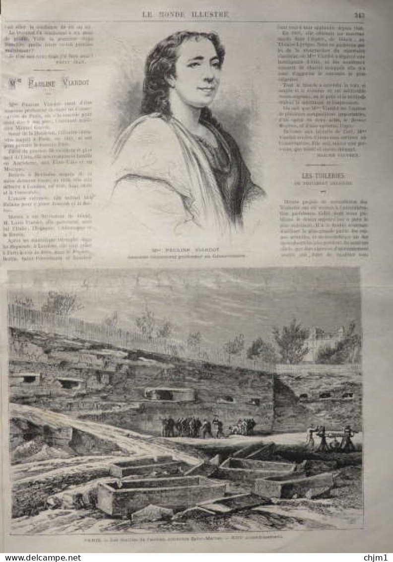 Paris - Les Fouilles De L'ancien Cimetière Saint-Marcel - Mme Prof. Pauline Viardot - Page Originale - 1871 - Historische Documenten