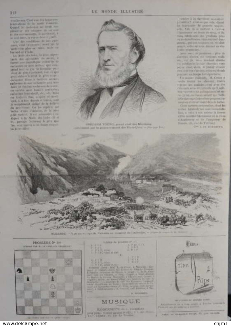 Les Mormons - Brigham Young, Grand Chef Des Momons - Page Original  1871 - Historische Documenten