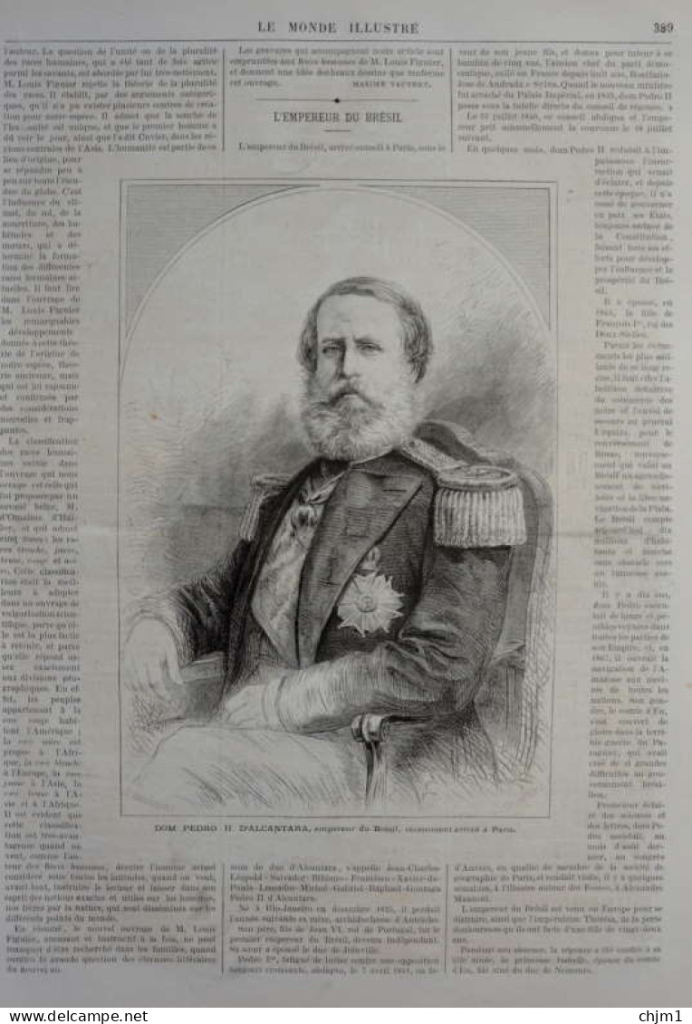 Dom Pedro II D'Alcantara, Empereur Du Brésil - Page Original  1871 - Documents Historiques