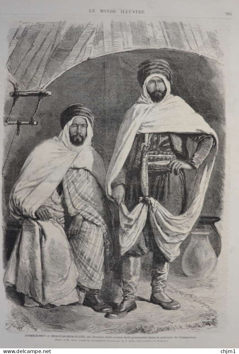 Ahmed-Bey Et Brahim-Ben-Illes, Les Derniers Chefs Arabes - Page Original  1871 - Historische Documenten