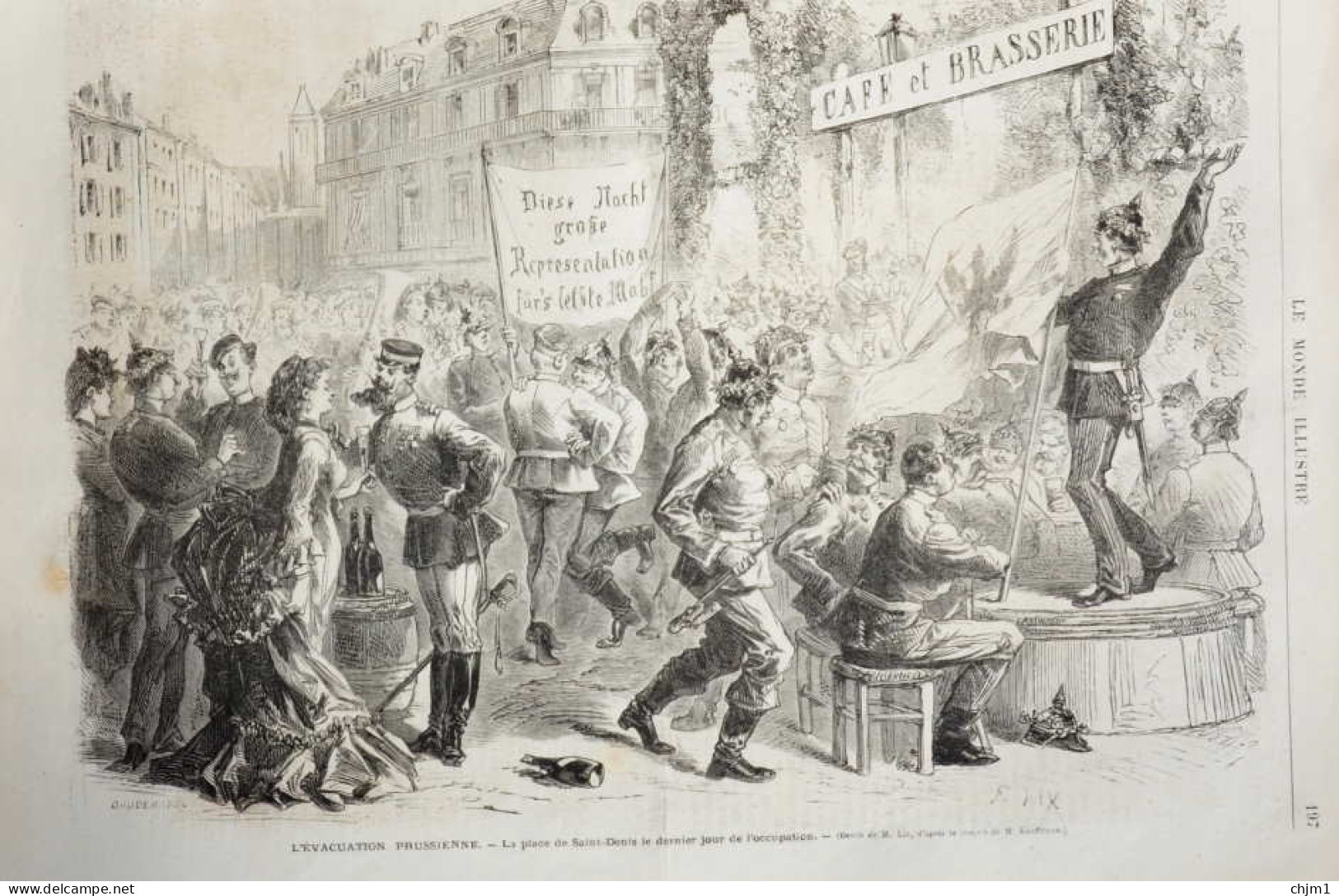 L'évacuation Prussienne - La Place De Saint-Denis Le Dernier Jour De L'occupation - Page Original 1871 - Historische Documenten