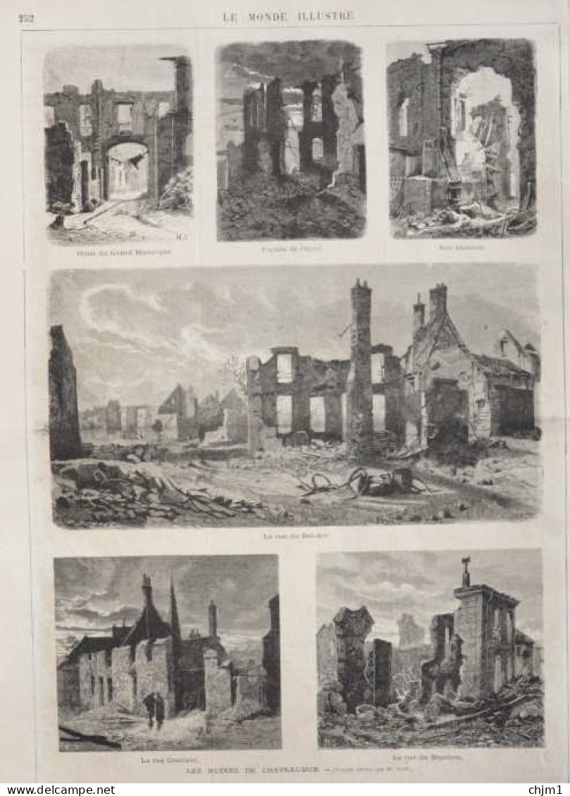 Les Ruines De Châteaudun - La Rue Greillain - La Rue Du Sépulcre - Page Original 1871 - Historical Documents