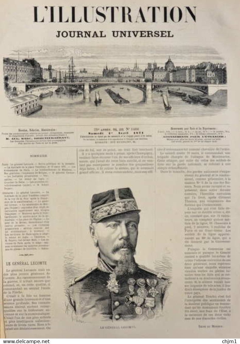 Le Général Lecomte - Page Original 1871 - Historical Documents