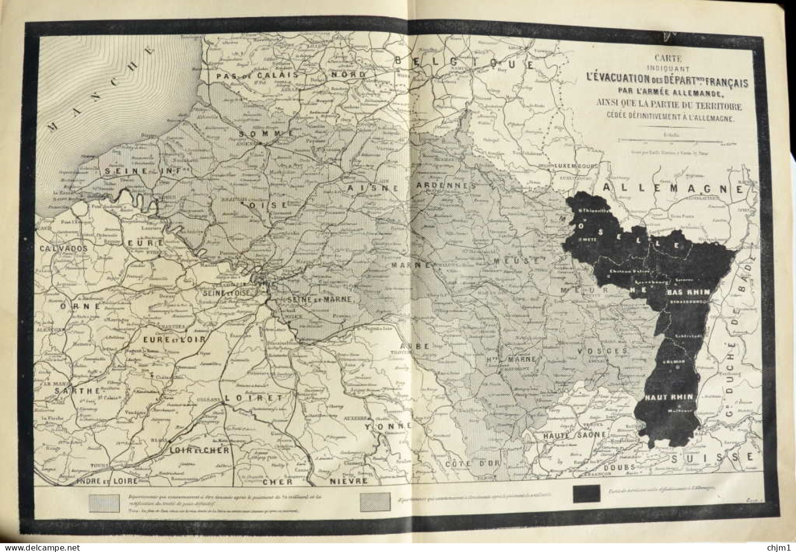 Carte Indiquant L'évacuation Des Départements Francais Par L'armée Allemande - Page Originale Double 1871 - Documentos Históricos