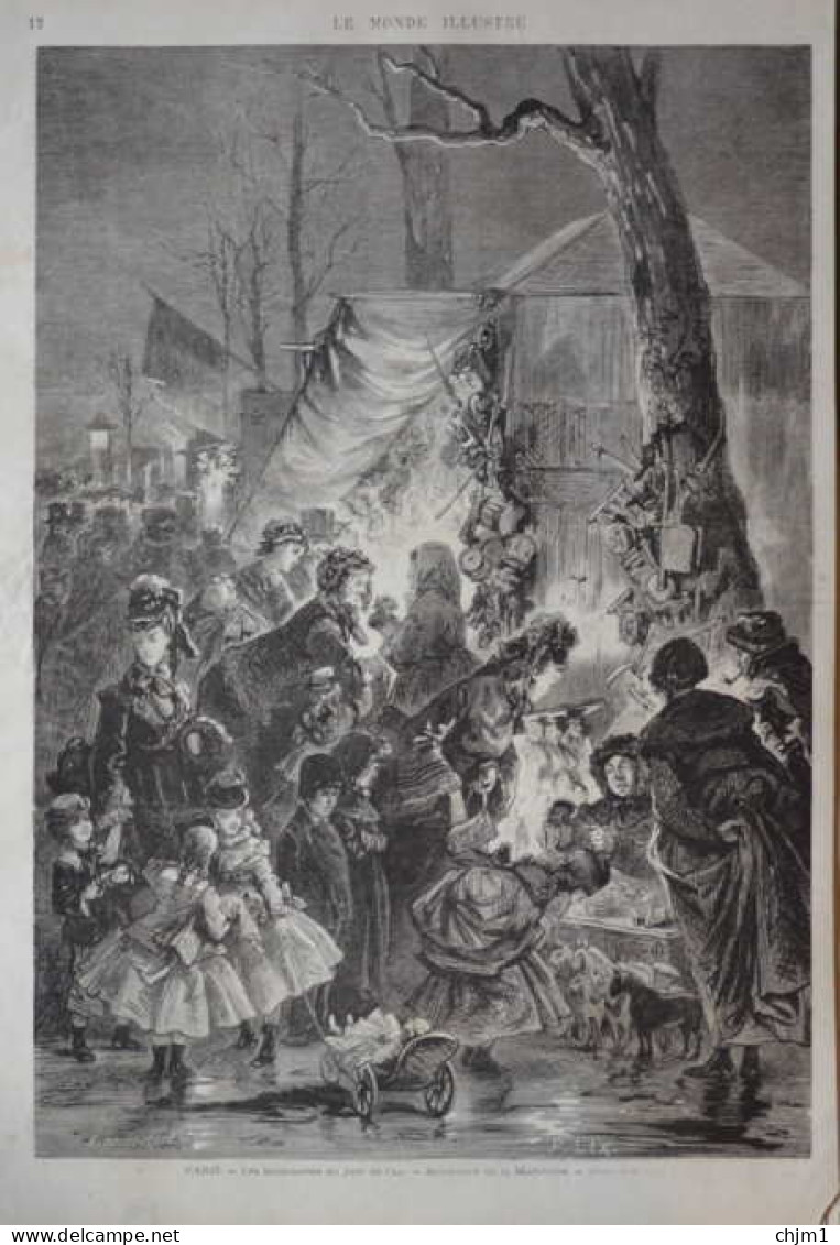 Paris - Les Bouticasses Du Jour De L'an - Boulevard De La Madeleine - Page Originale 1871 - Historical Documents
