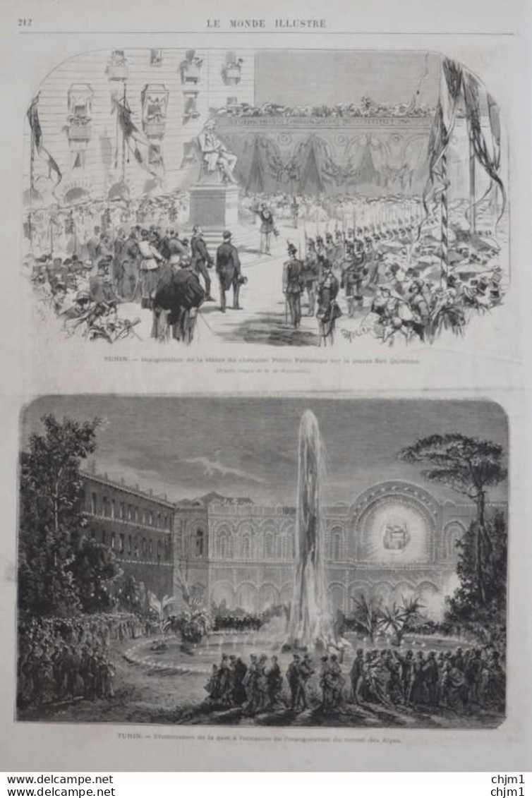 Turin - Inauguration De La Statue De Chevalier Piétro Paléocapa Sur La Piazza San Quintino - Page Originale 1871 - Historische Dokumente