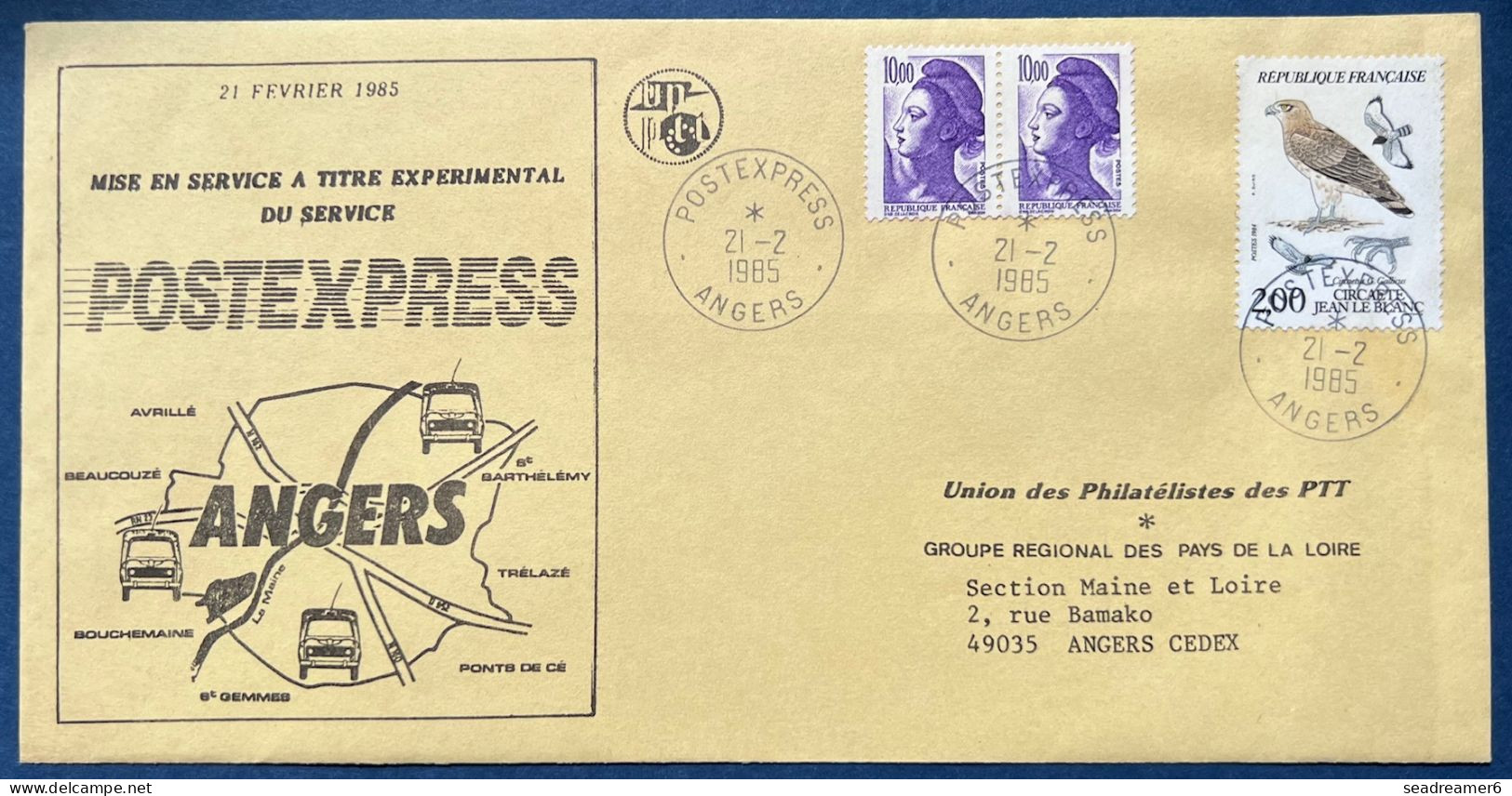 POSTEXPRESS ANGERS Lettre Liberté De Gandon N°2276 X2 + 2338 TTB - 1982-1990 Liberté (Gandon)