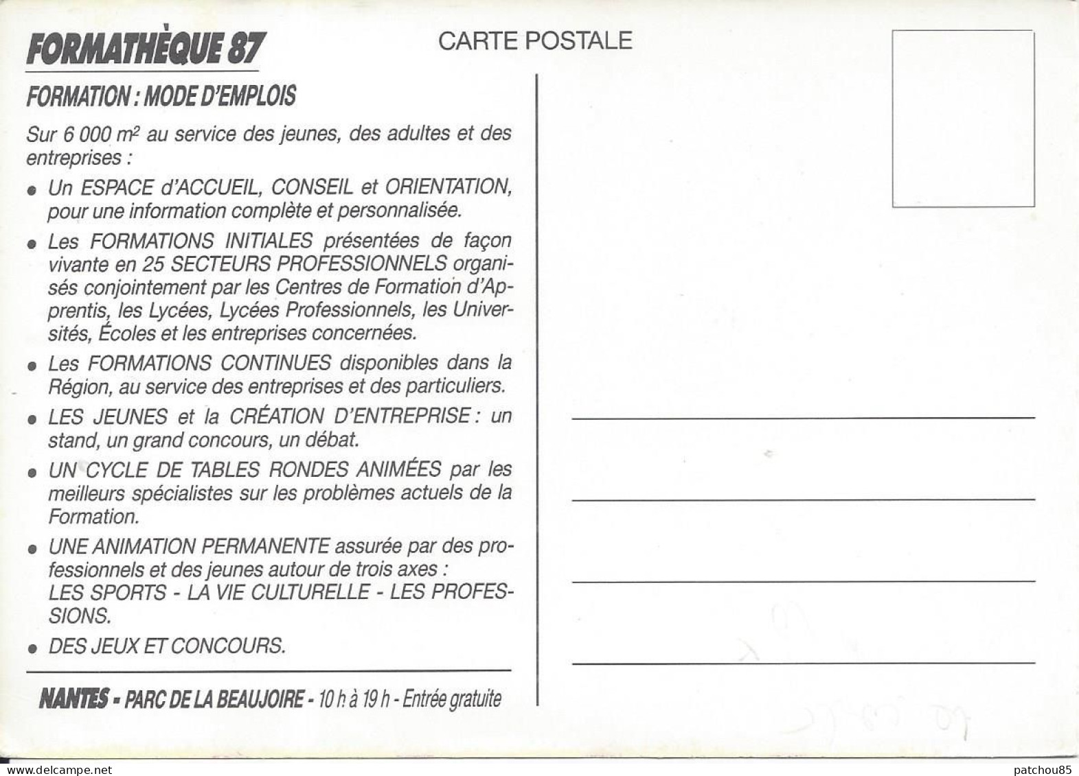 CP  Formathèque 1° Salon Régional De La Formation La Beaujoire - Nantes - Publicité