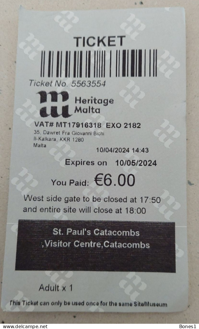 Malta Ticket St. Paul"s Catacombs - Tickets D'entrée