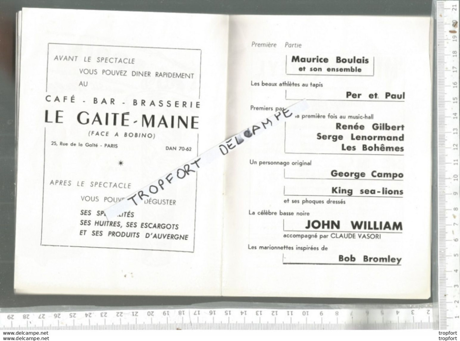 PM / SUPERBE Programme Théâtre BOBINO 1958 @@ MUSIC HALL CIRQUE // MARIONNETISTE // MICK MICHEYL MEYRAN - Programs