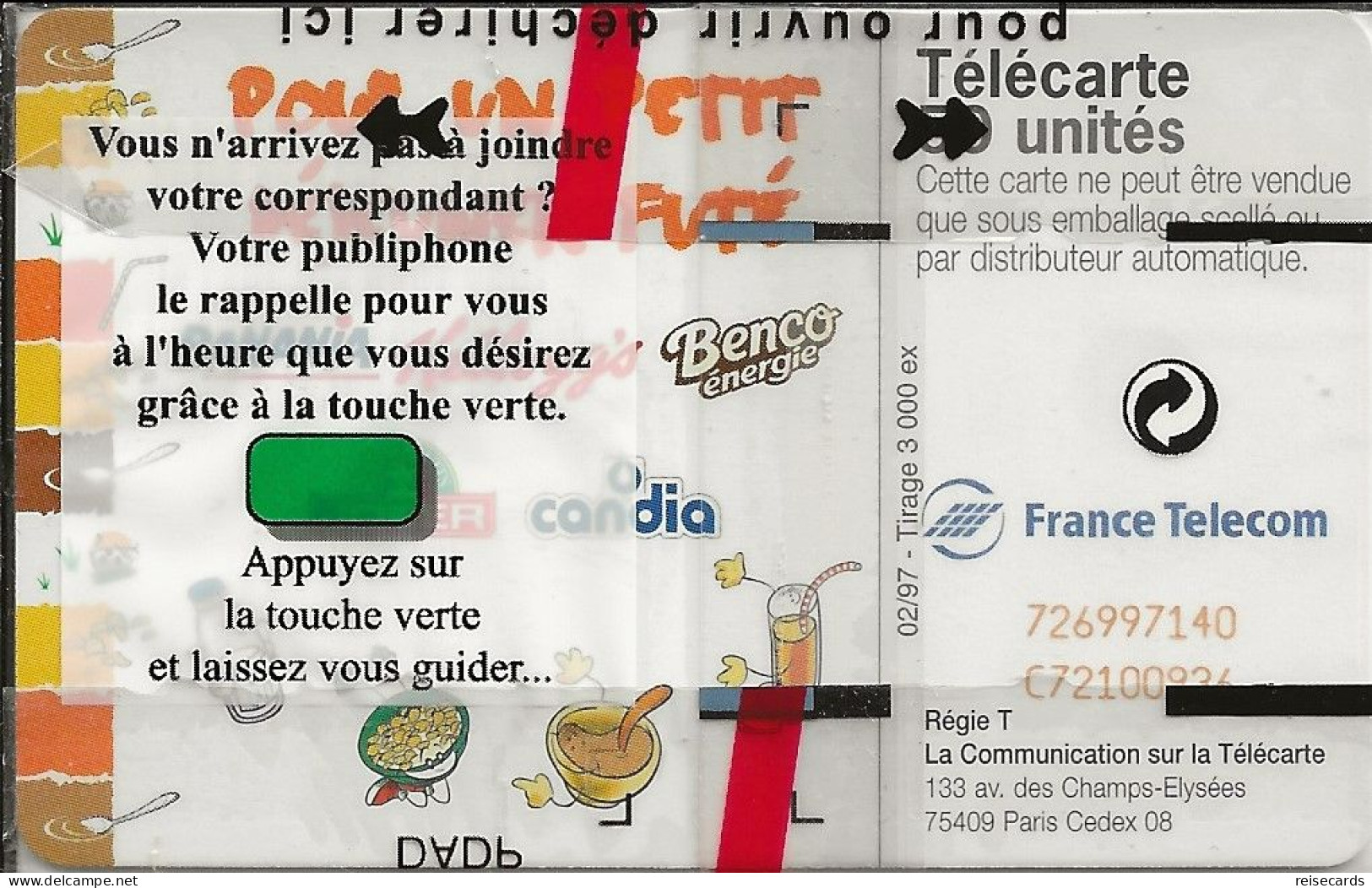 France: France Telecom 02/97 En1575 Petit-Déjeunez Futé. NSB - 1997