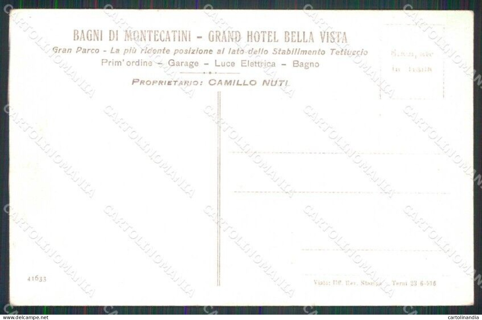 Pistoia Montecatini Terme Hotel Bella Vista Cartolina RB8961 - Pistoia