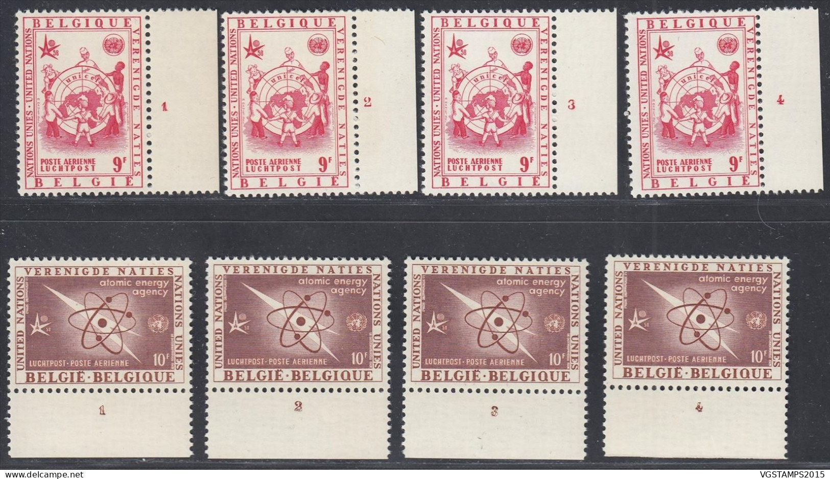 Belgique 1958 - Timbres Neufs. COB Nr.: PA 30/35. Jeux Des 4 Numéros De Planche. RARE¡¡¡ (EB) AR-02467 - Nuevos