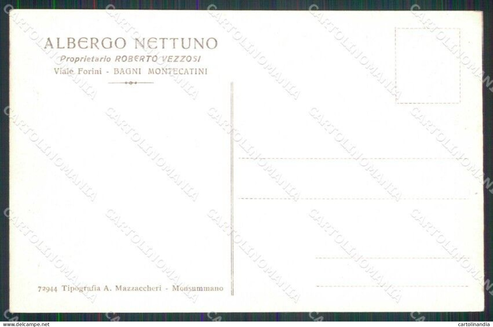 Pistoia Montecatini Terme Albergo Nettuno Cartolina RB8957 - Pistoia
