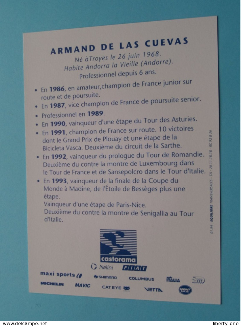 Armand DE LAS CUEVAS > Team CASTORAMA 1994 ( Zie / Voir SCANS ) Nieuw ! - Ciclismo