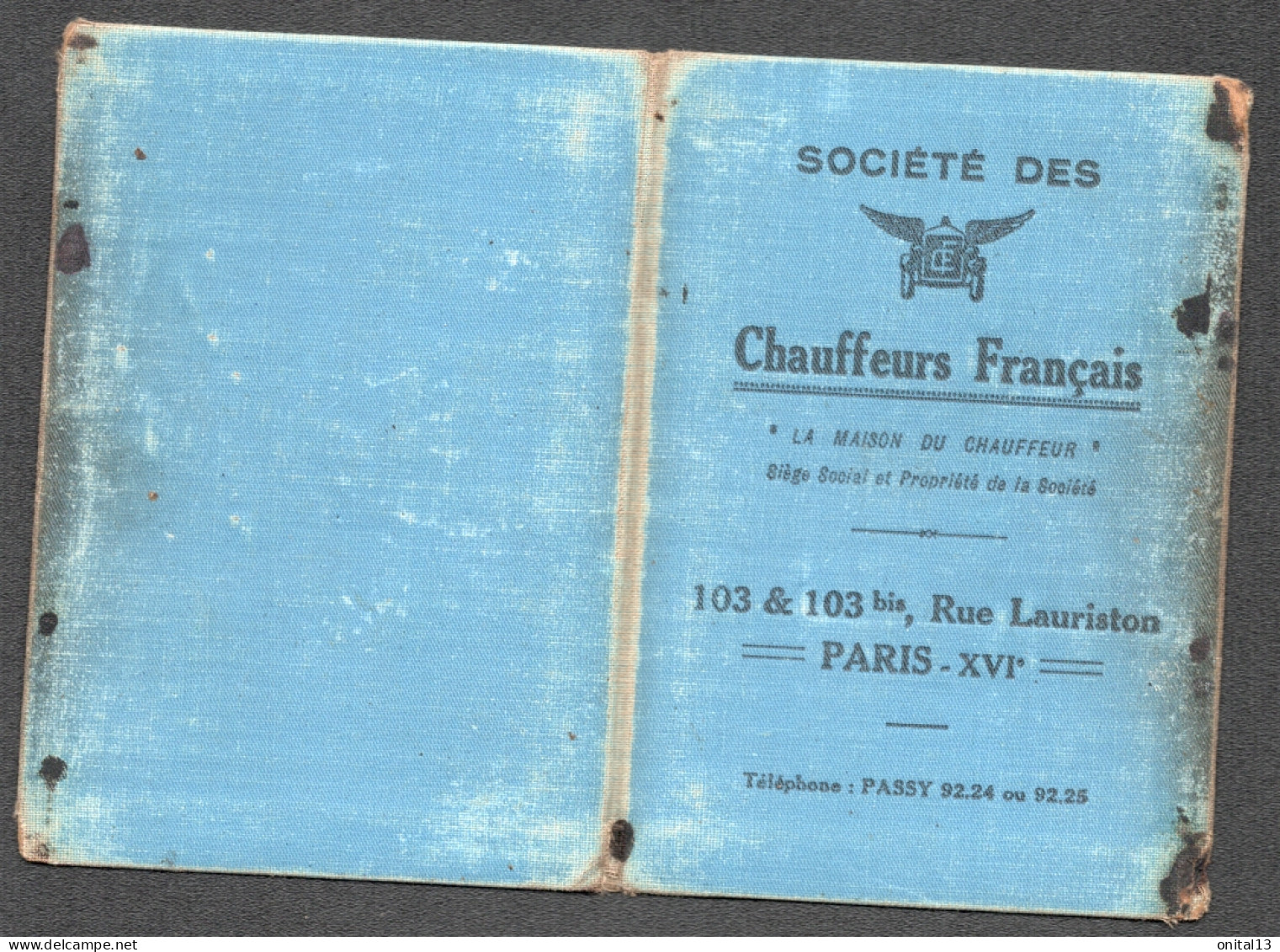 1927 CARTE D'ADHERENT / SOCIETE DES CHAUFFEURS FRANCAIS / SECTION CORPORATIVE GROUPE MAISON BOURGEOISE AUTOMOBILE F139 - Historische Dokumente